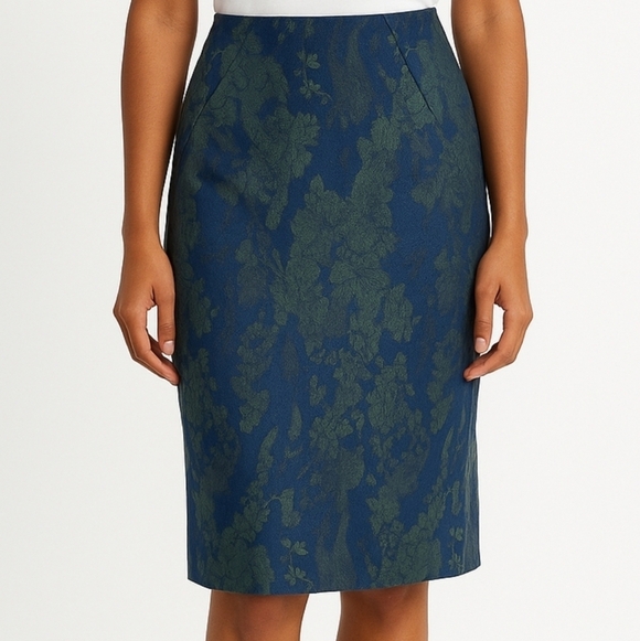 Zac Posen Dresses & Skirts - Zac Posen Vintage Jacquard Printed Mermaid Pinup Feminine Knee Skirt Size 4